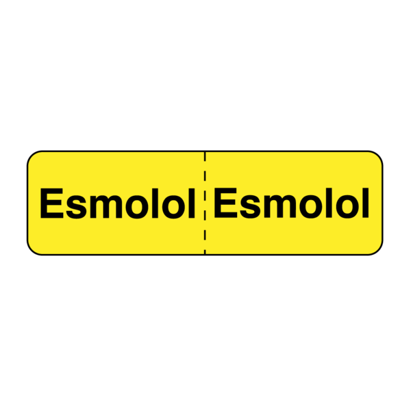 Nevs IV Drug Line Label - Esmolol/Esmolol 7/8" x 3" Yellow w/Black N-8109